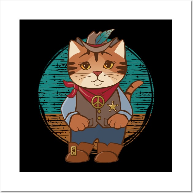 Old West Peaceful Cowgirl Sheriff Cat Wall Art by Sue Cervenka